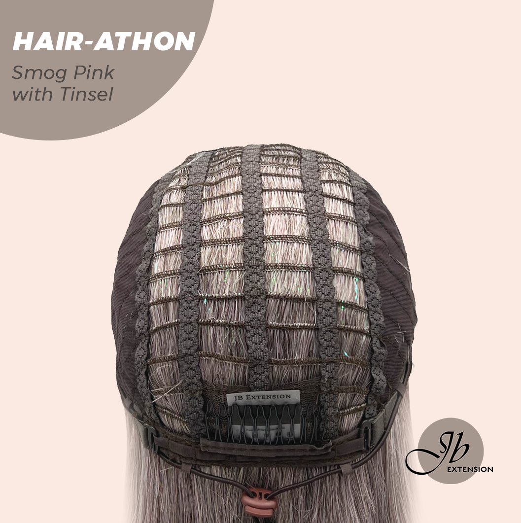 JBEXTENSION 18 Inches Curly Smog Pink with Tinsel Headband Wig HAIR-ATHON - SMOG PINK WITH TINSEL