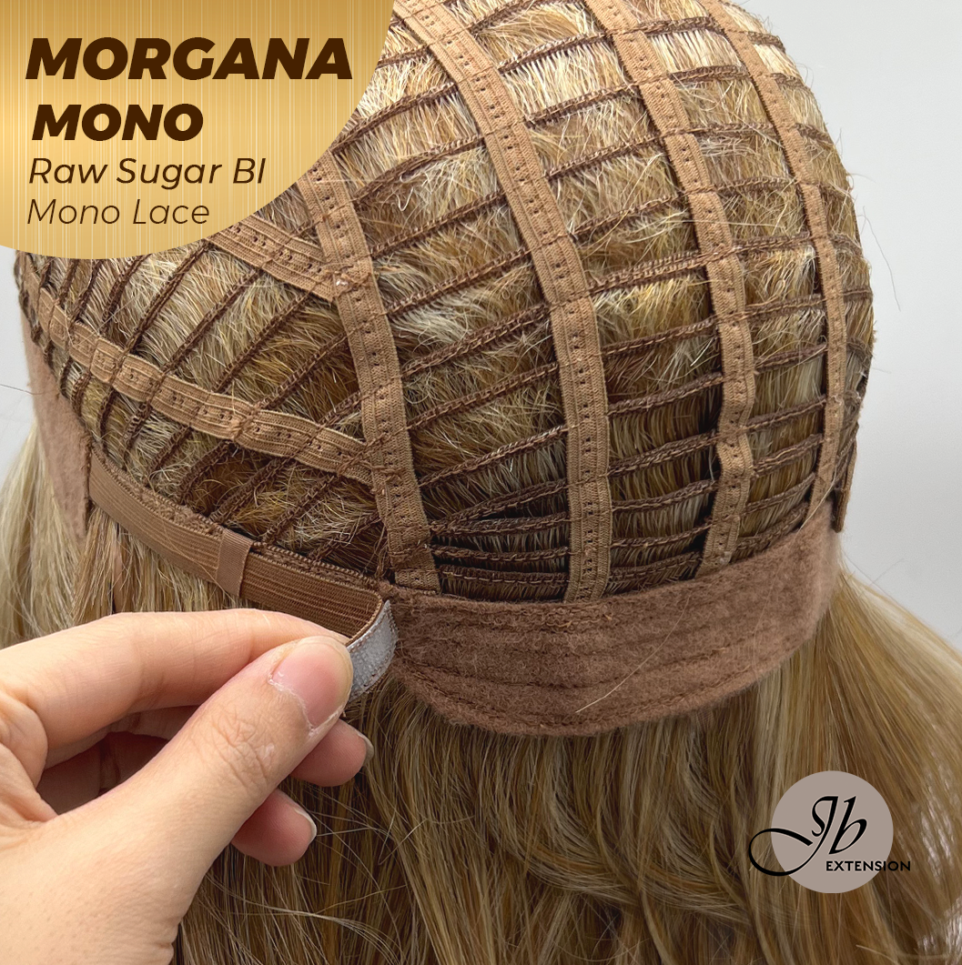 JBEXTENSION MORGANA MONO Monofilament Handmade Wig 6X5 Full Monofilament Hand Tied Top Wig 13 Inches Raw Sugar Blonde Mono Lace Wig With Anti-slip Silicone Strips Glueless Wig MORGANA MONO RAW SUGAR BLONDE【BENDY EAR TABS】