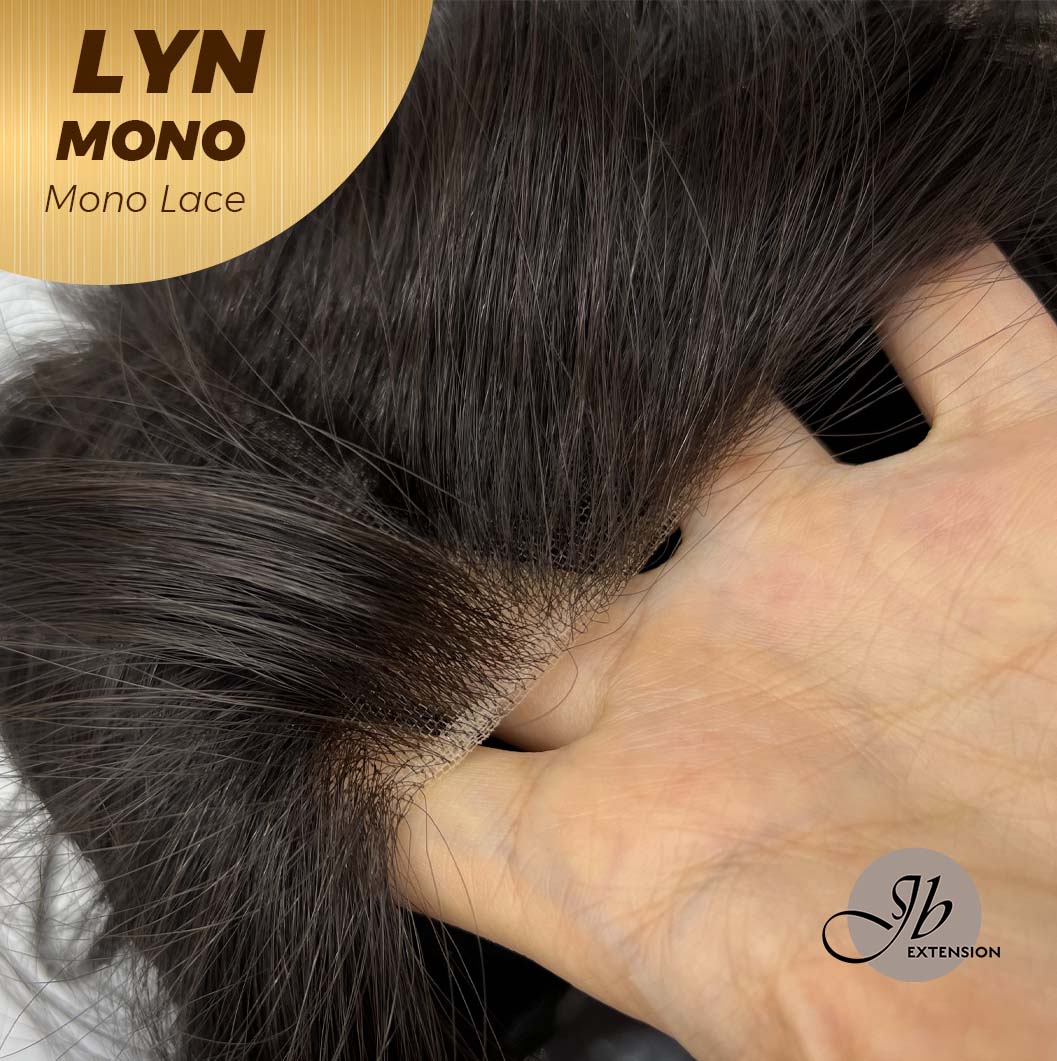 JBEXTENSION LYN MONO Partial Monofilament Wig 17 Inches Natural Black Partial Mono Lace Glueless Wig Lyn Mono【BENDY EAR TABS】