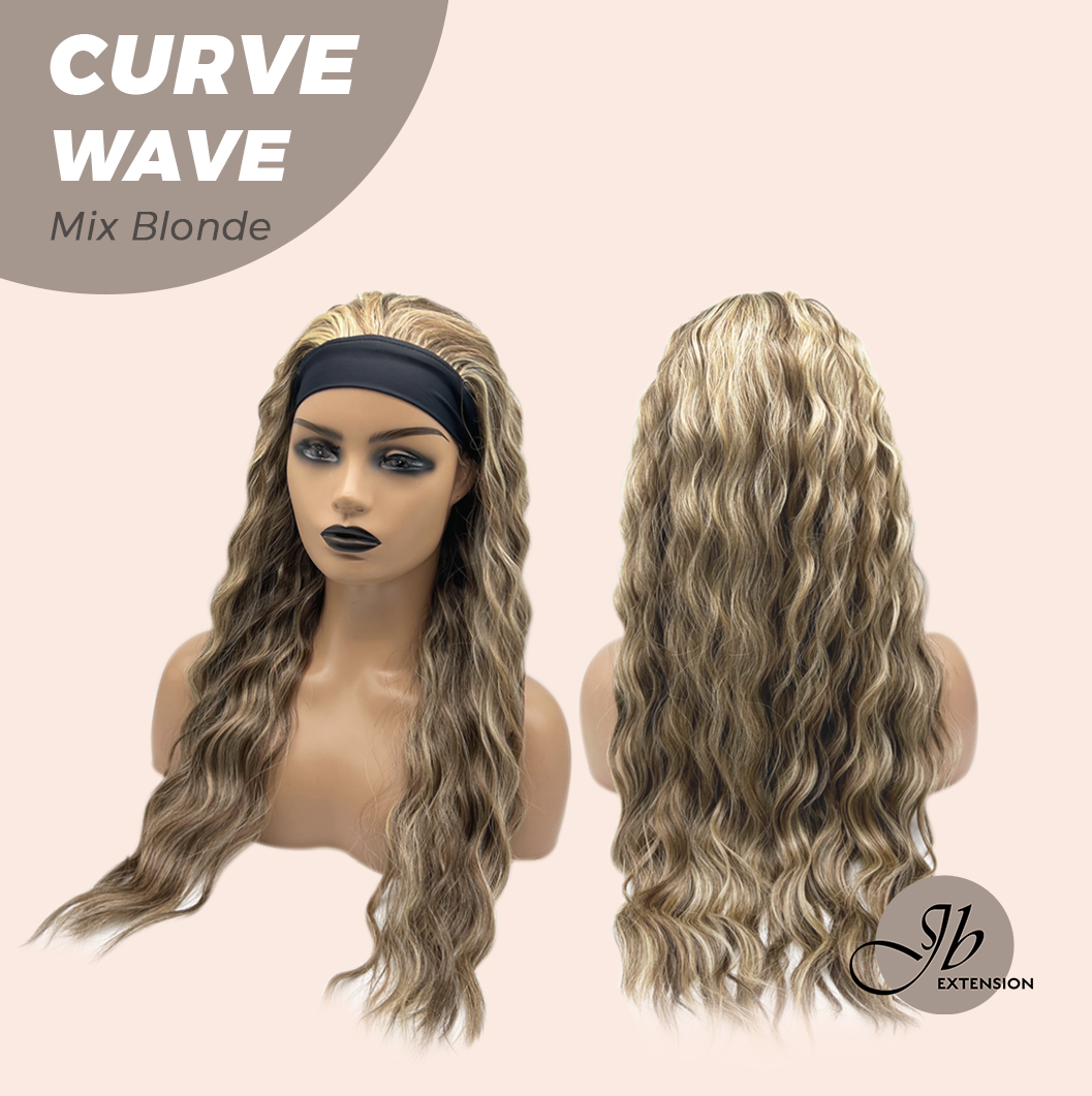 JBEXTENSION 26 Inches Long Wave Mix Blonde Headband Wig CURVE WAVE - MIX BLONDE