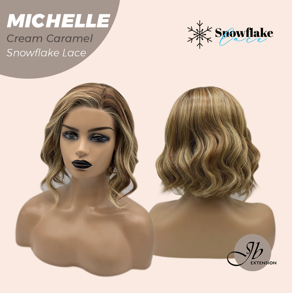 JBEXTENSION 10 Inches Cream Caramel Pre-Cut Side Part Snowflake Lace Frontlace Glueless Wig MICHELLE CREAM CARAMEL【BENDY EAR TABS】- M/L