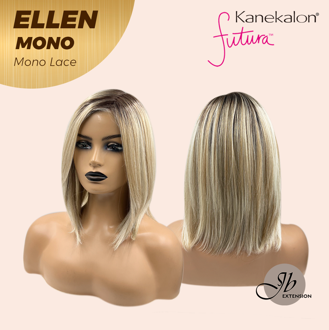 JBEXTENSION ELLEN MONO Full Monofilament Handmade Full Lace Full Hand Tied Wig 12 Inches Blonde Mono Lace Handmade Futura Fiber Wig Glueless Wig ELLEN MONO【BENDY EAR TABS】