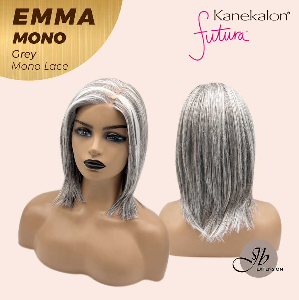 JBEXTENSION EMMA MONO Monofilament Handmade Wig 6X5 Full Monofilament Hand Tied Top Wig 14 Inches Grey Mono Lace Wig With Anti-slip Silicone Strips Glueless Wig EMMA MONO GREY【BENDY EAR TABS】