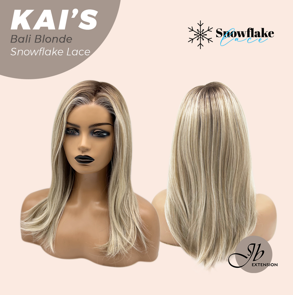 JBEXTENSION 18 Inches Bali Blonde Pre-Cut Snowflake Lace Frontlace Glueless Wig KAI'S BALI BLONDE【PERMATEASE】【BENDY EAR TABS】- S/M