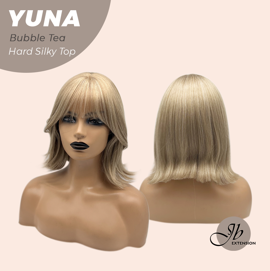 JBEXTENSION 12 Inches Scalpiana Bubble Tea 3.5X4 Hard Silky Top Natural Scalp Effect Women Wig With Bangs YUNA BUBBLE TEA