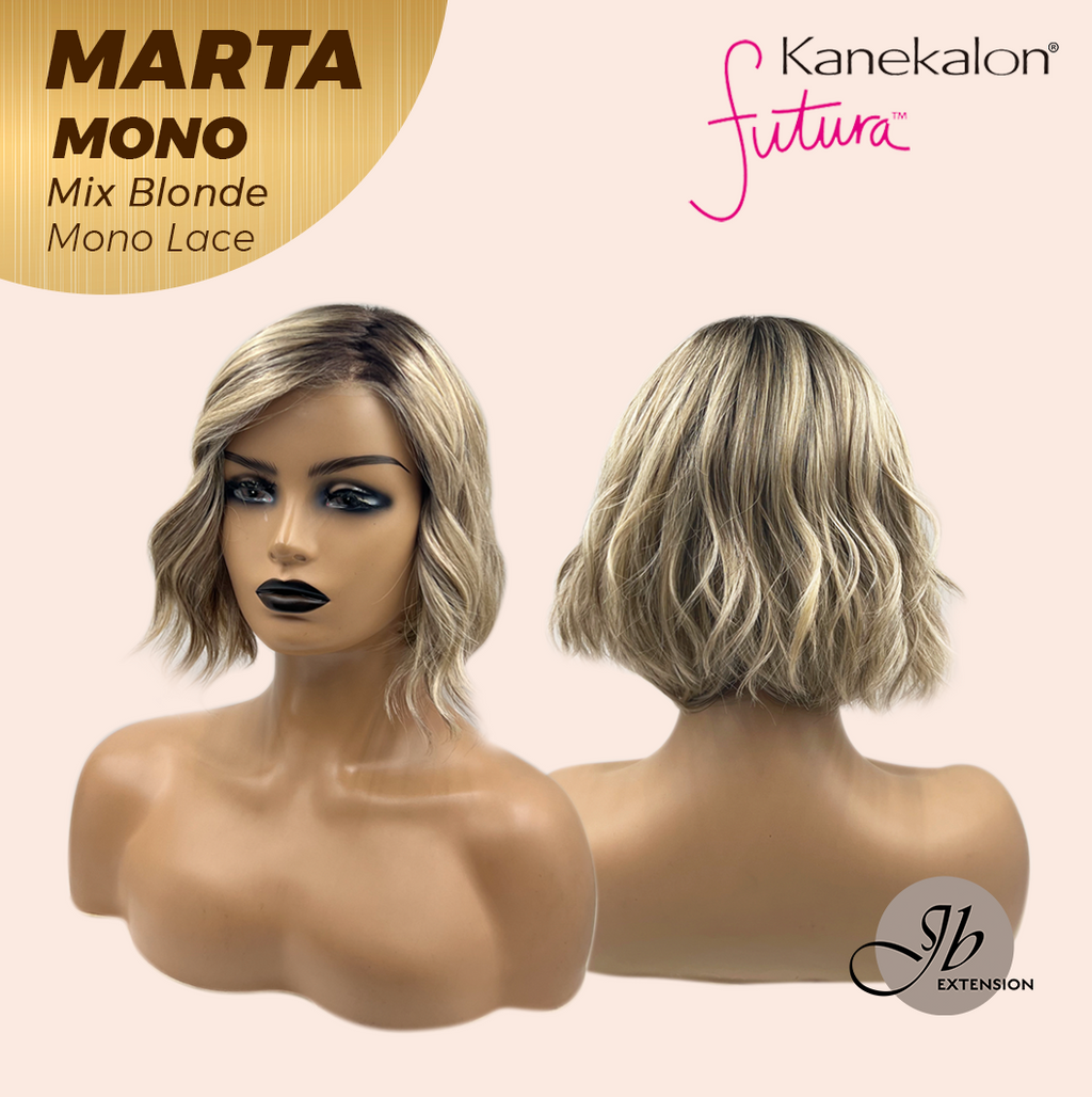 JBEXTENSION MARTA MONO MIX BLONDE Monofilament Handmade Wig 6X5 Full Monofilament Hand Tied Top Wig 10 Inches Mix Blonde Mono Lace Handmade Futura Fiber Wig With Anti-slip Silicone Strips Glueless Wig MARTA MONO MIX BLONDE【BENDY EAR TABS】