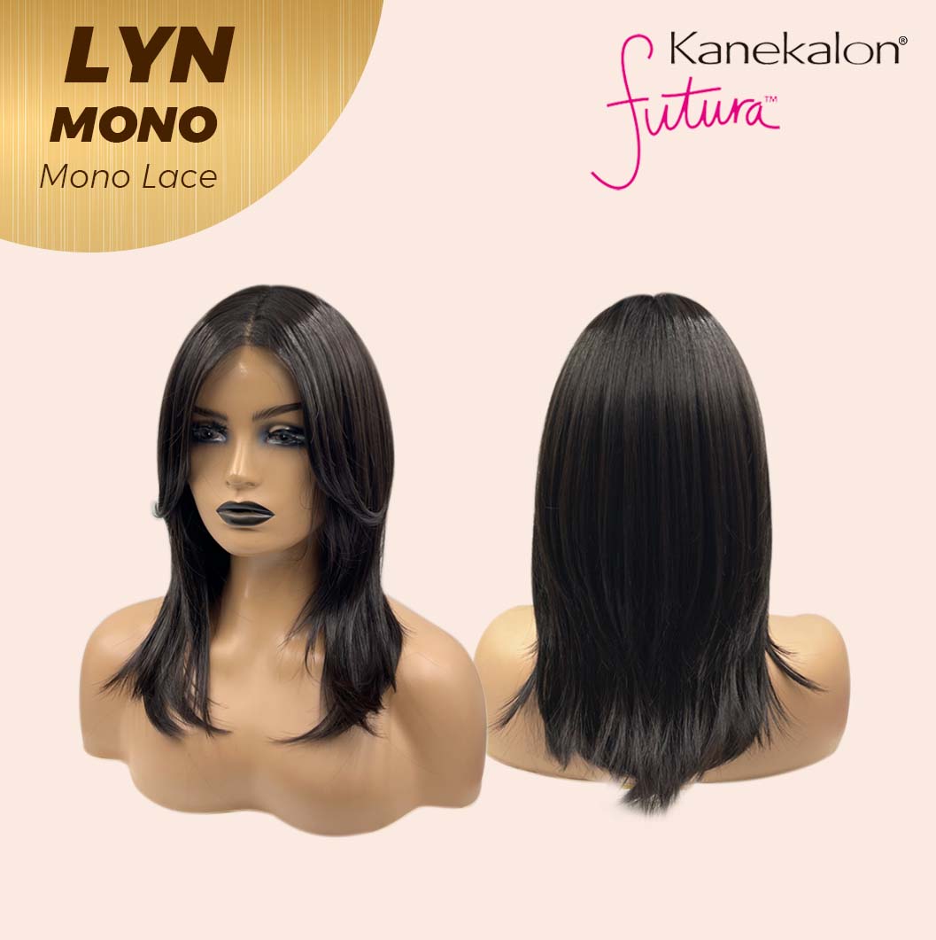 JBEXTENSION LYN MONO Partial Monofilament Wig 17 Inches Natural Black Partial Mono Lace Glueless Wig Lyn Mono【BENDY EAR TABS】