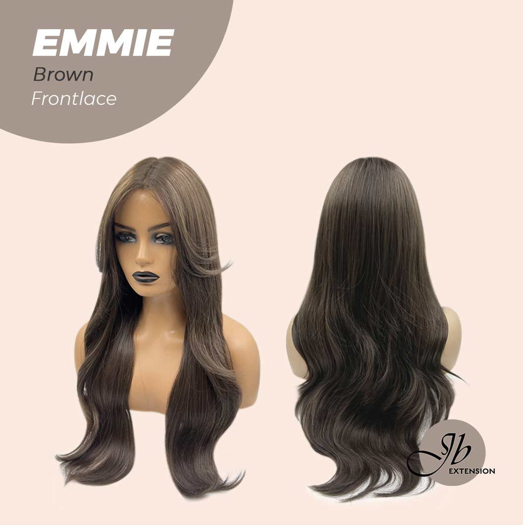 Get this look with JBEXTENSION 26 Inches Curly Women Cold Brown Wig Pre-Cut Frontlace Glueless Wig EMMIE BROWN