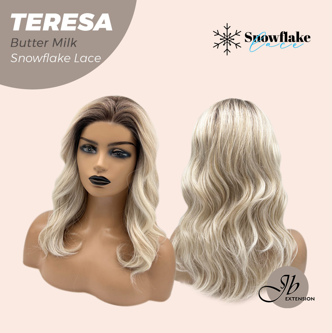 JBEXTENSION 18 Inches Butter Milk Pre-Cut Snowflake Lace Frontlace Glueless Wig TERESA BUTTER MILK【PERMATEASE】【BENDY EAR TABS】