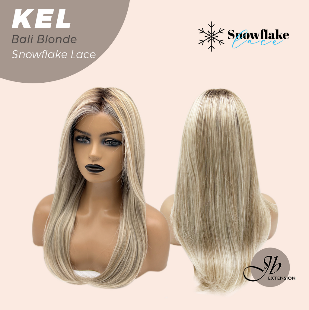 JBEXTENSION 22 Inches Bali Blonde Pre-Cut Snowflake Lace Frontlace Glueless Wig KEL BALI BLONDE【PERMATEASE】【BENDY EAR TABS】- M/L