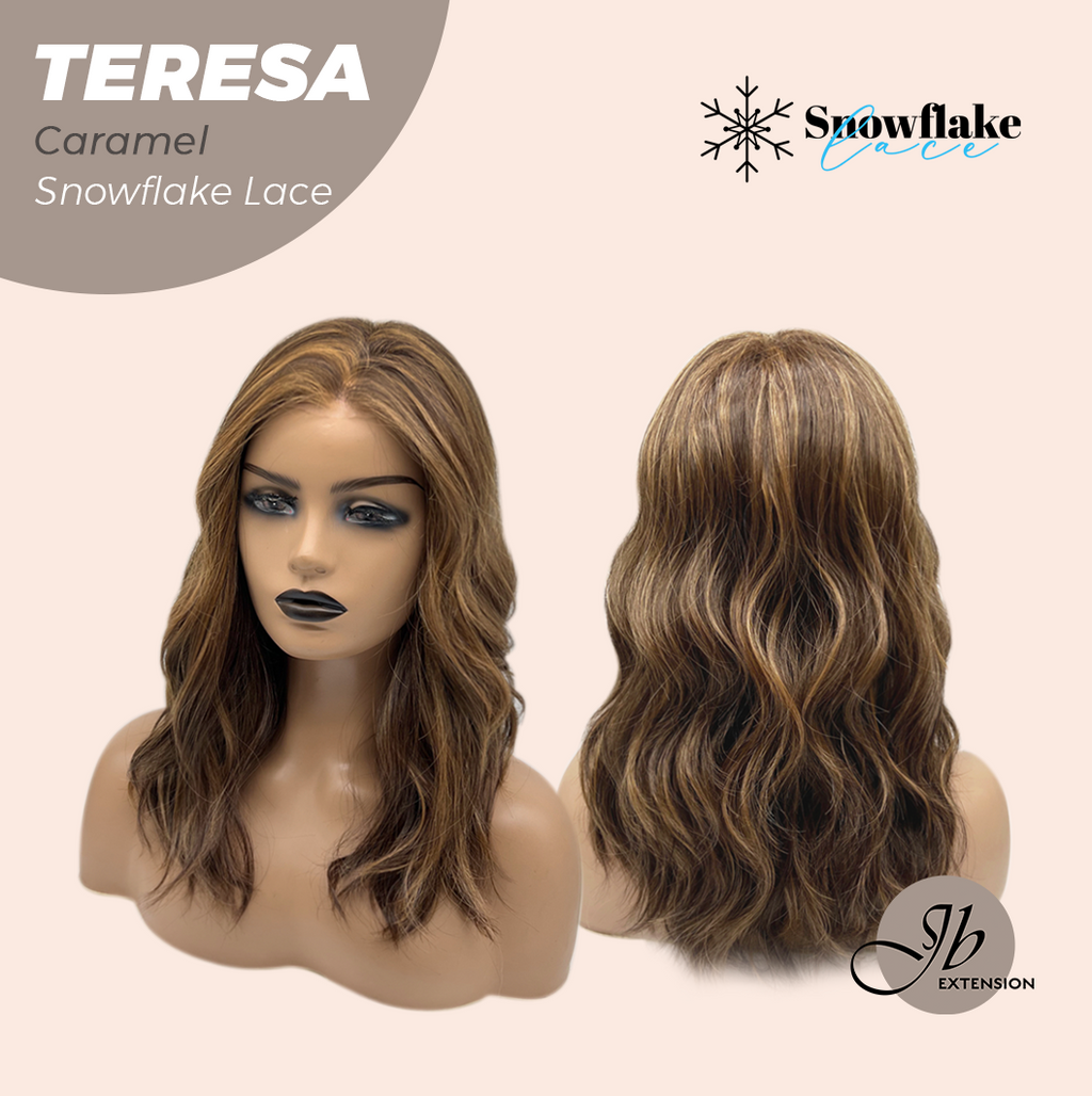 JBEXTENSION 18 Inches Caramel Pre-Cut Snowflake Lace Frontlace Glueless Wig TERESA CARAMEL【PERMATEASE】【BENDY EAR TABS】- M/L