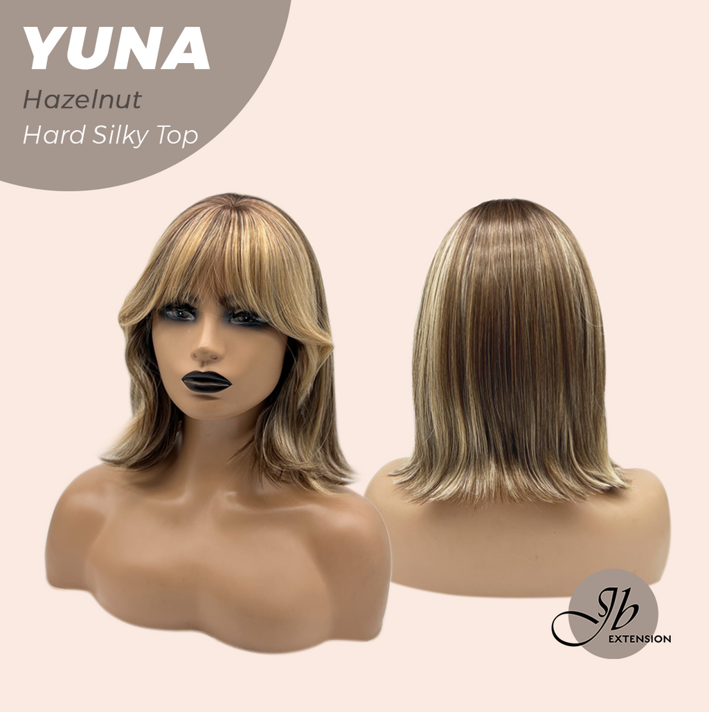 JBEXTENSION 12 Inches Scalpiana Hazelnut 3.5X4 Hard Silky Top Natural Scalp Effect Women Wig With Bangs YUNA HAZELNUT