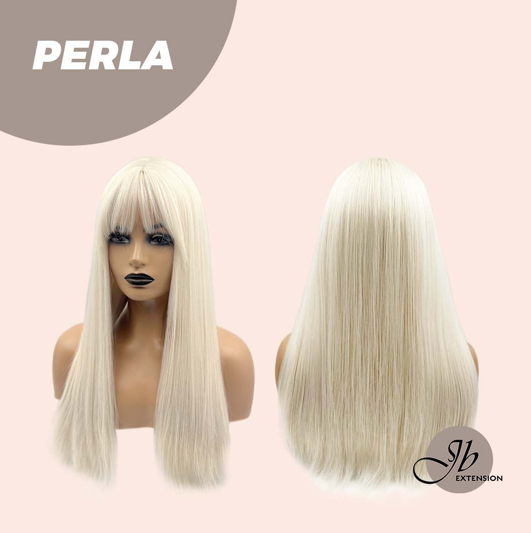 JBEXTENSION 24 Inches White Straight Wig With Bangs PERLA