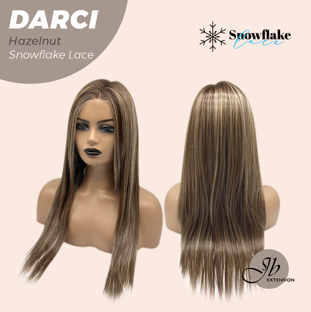 [PRE-ORDER] JBEXTENSION 25 Inches Hazelnut Blonde Highlight Pre-Cut Snowflake Lace Frontlace Glueless Wig DARCI HAZELNUT【PERMATEASE】【BENDY EAR TABS】