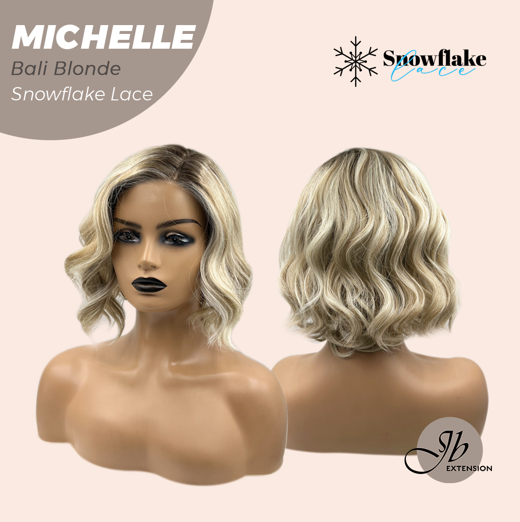 JBEXTENSION 10 Inches Bali Blonde Pre-Cut Side Part Snowflake Lace Frontlace Glueless Wig MICHELLE BALI BLONDE【BENDY EAR TABS】- S/M