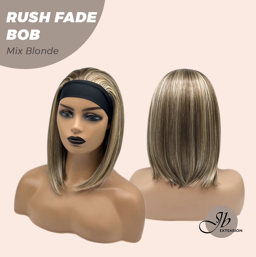 JBEXTENSION 12 Inches Short Hair Mix Blonde Headband Wig RUSH FADE BOB - MIX BLONDE