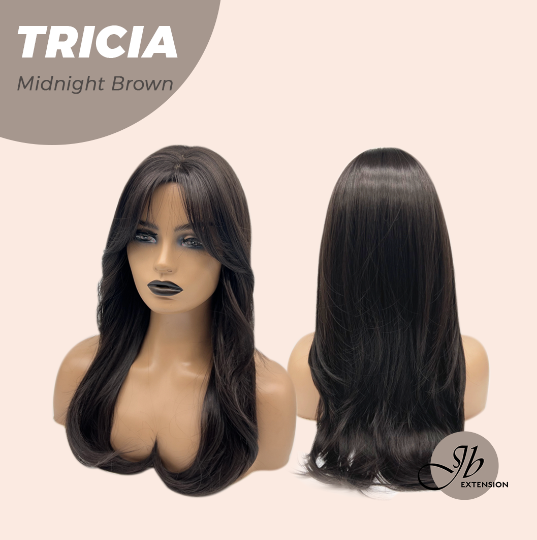 JBEXTENSION 23 Inches Curly Midnight Brown( Black/Brown) Wig TRICIA MIDNIGHT BROWN