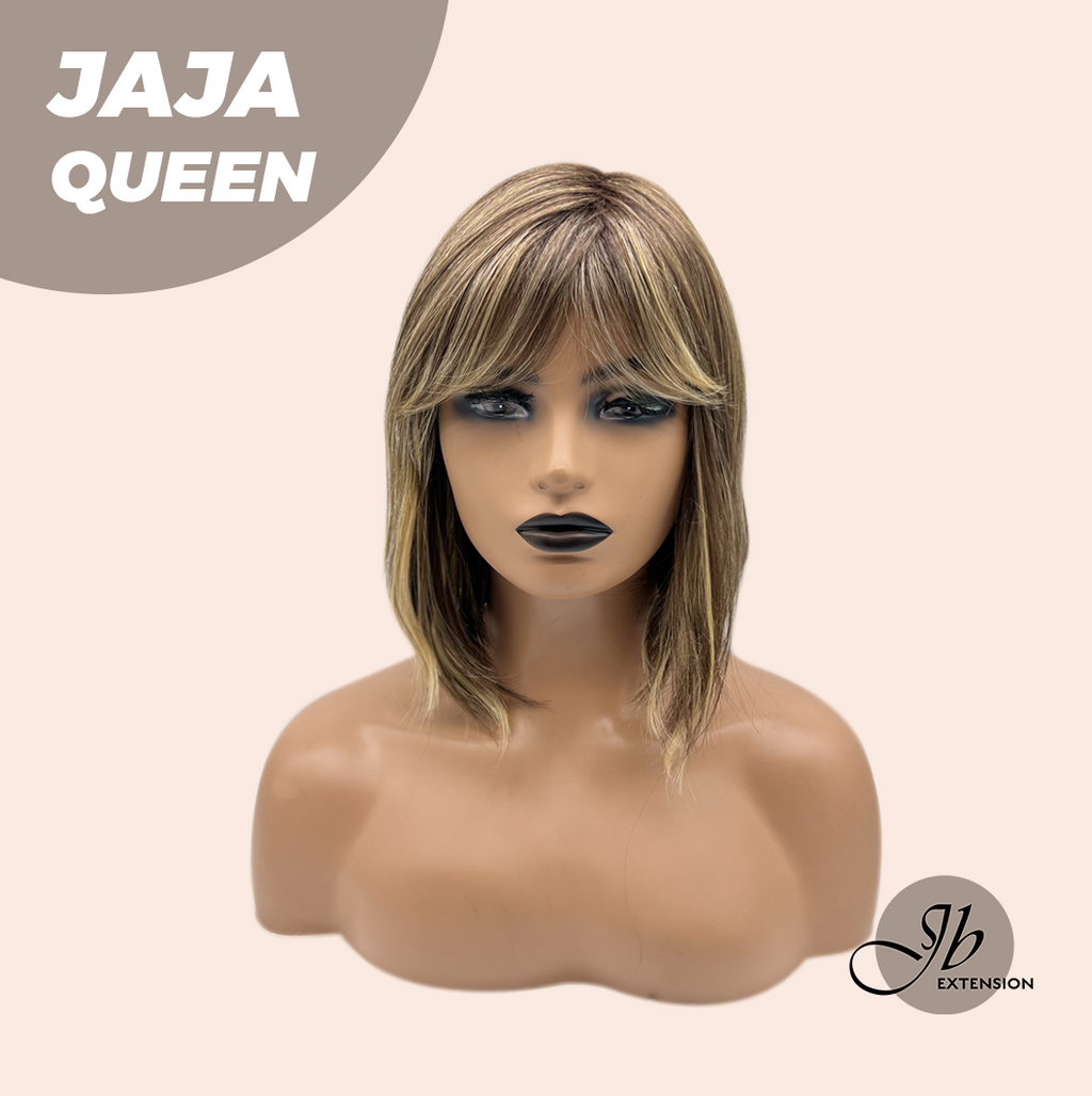 JBEXTENSION 12 Inches Hazelnut Short Women Fashion Wig With Bangs JAJA QUEEN HAZELNUT【PLUS PERMATEASE】【BENDY EAR TABS】