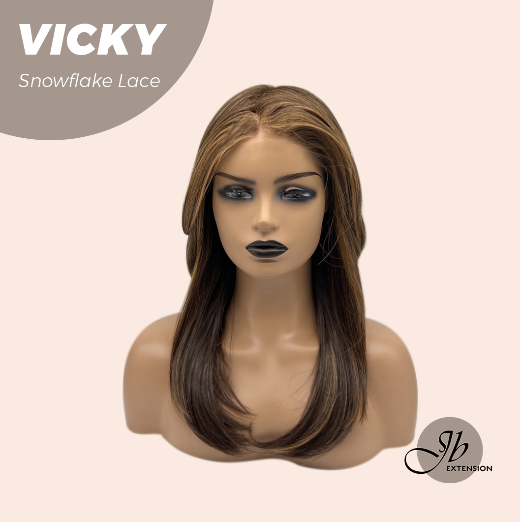 JBEXTENSION 20 Inches Caramel Pre-Cut Snowflake Lace Frontlace Glueless Wig VICKY【PERMATEASE】【BENDY EAR TABS】- S/M