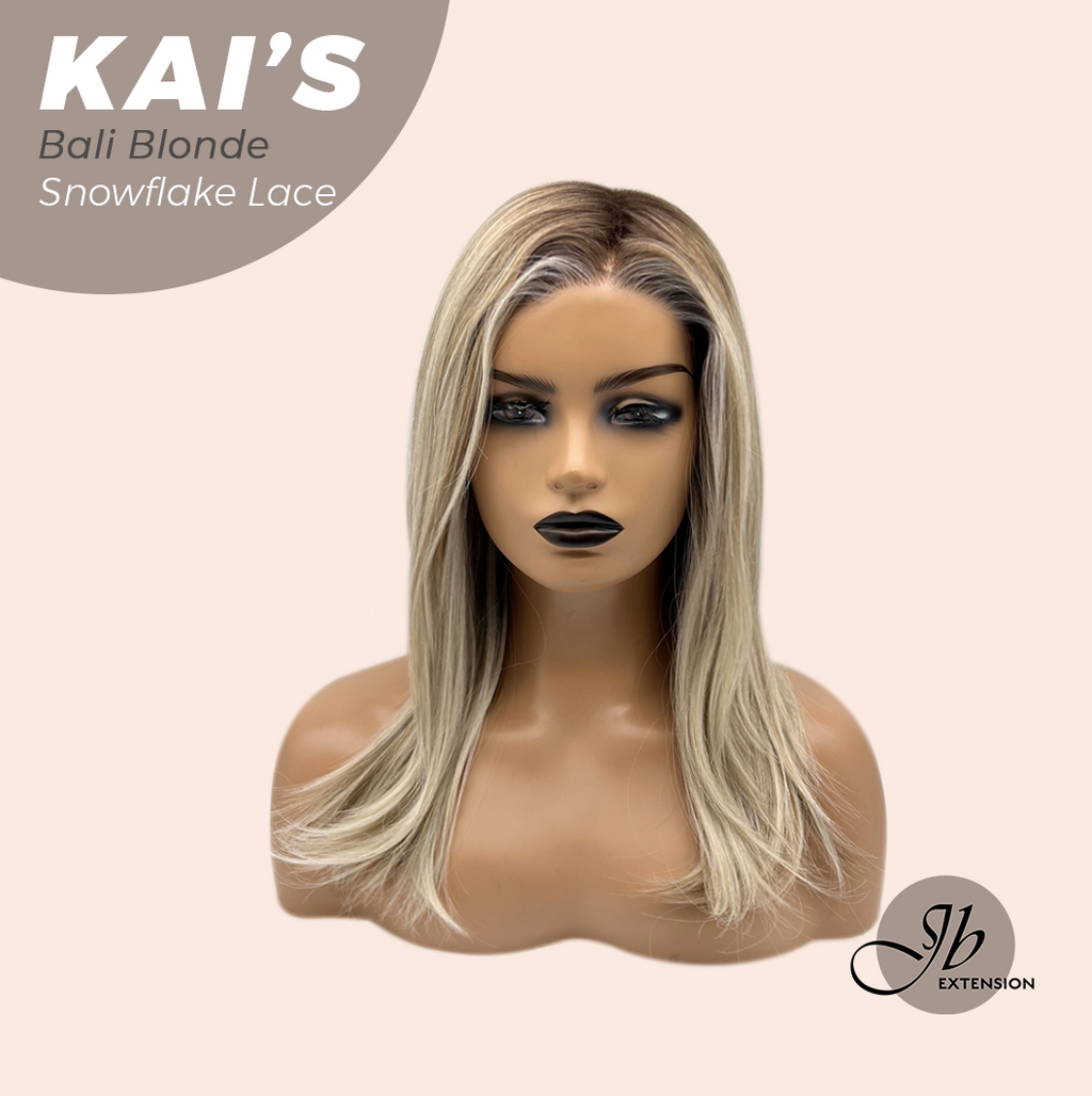 JBEXTENSION 18 Inches Bali Blonde Pre-Cut Snowflake Lace Frontlace Glueless Wig KAI'S BALI BLONDE【PERMATEASE】【BENDY EAR TABS】- S/M