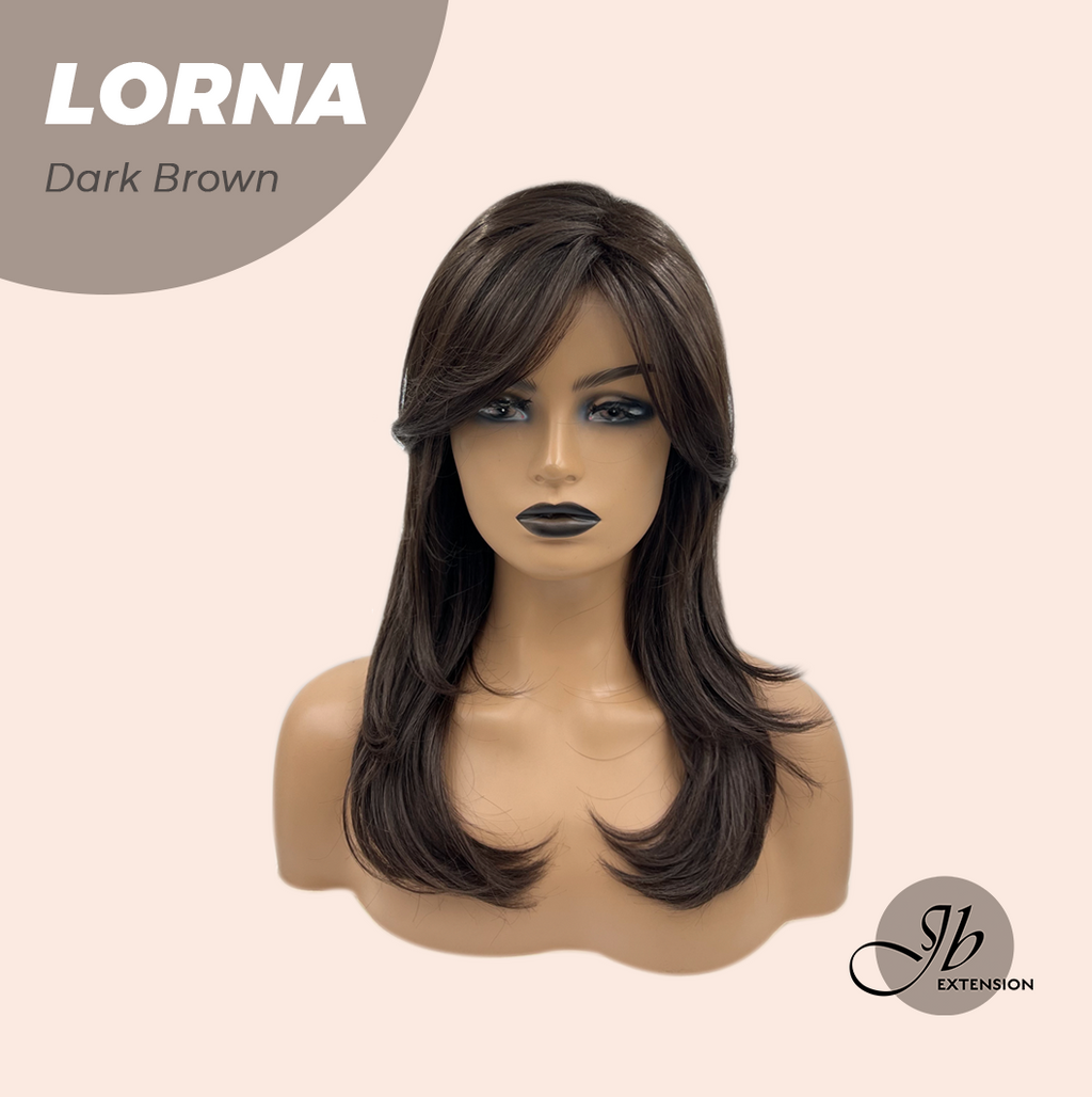 HOT OF SEASON -18 Inches Dark Brown Curly Women Fashion Full Machine Wig With Bangs LORNA DARK BROWN【PLUS PERMATEASE】【BENDY EAR TABS】