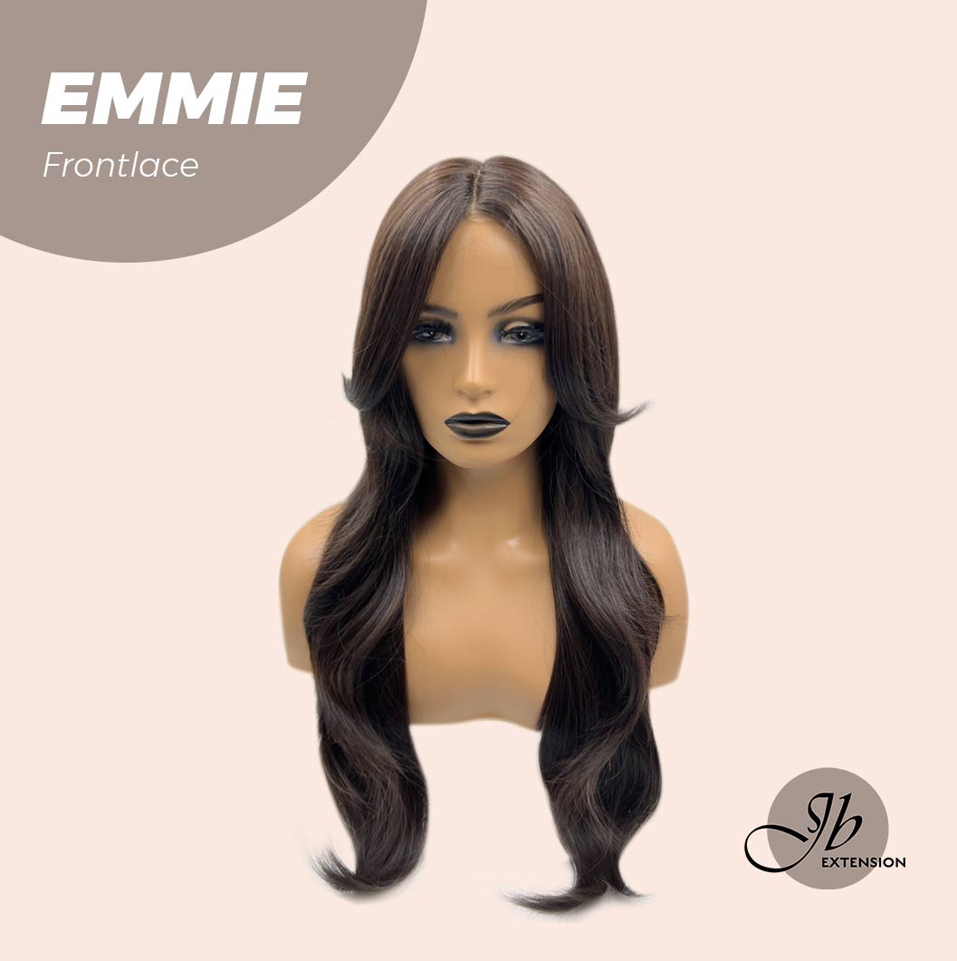 Get the Influencer Look with 26 Inches Curly Women Tea Black Darkest Brown Wig Pre-Cut Frontlace Glueless Wig EMMIE