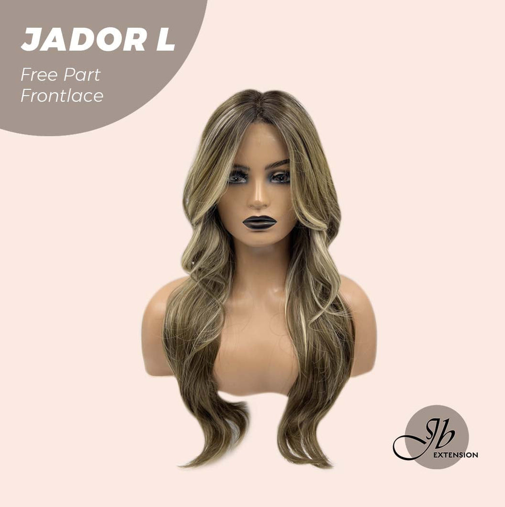 Nichole's Selection -24 Inches Blonde Highlight Curly Lace Front Wig.Pre Plucked 13*4 HD Transparent Lace Frontal Handmade Futura Fiber Swiss Lace Synthetic Fiber Pre-Cut Lace Glueless Wig JADOR L