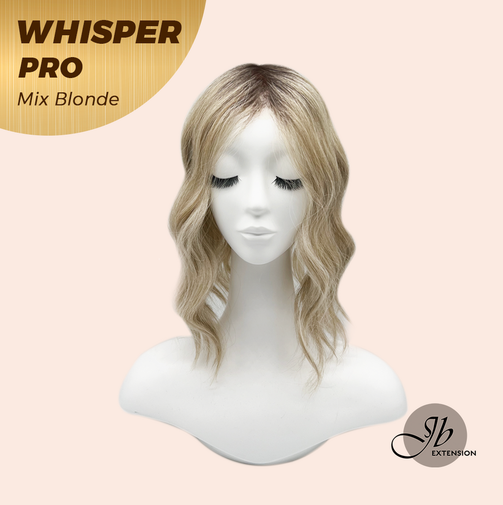 JBEXTENSION 14inch|18inch Clip-In Snowflake Lace Wave Hair Topper Monofilament with Anti-slip Silicone Strips – Crown & Hairline Coverage WHISPER PRO