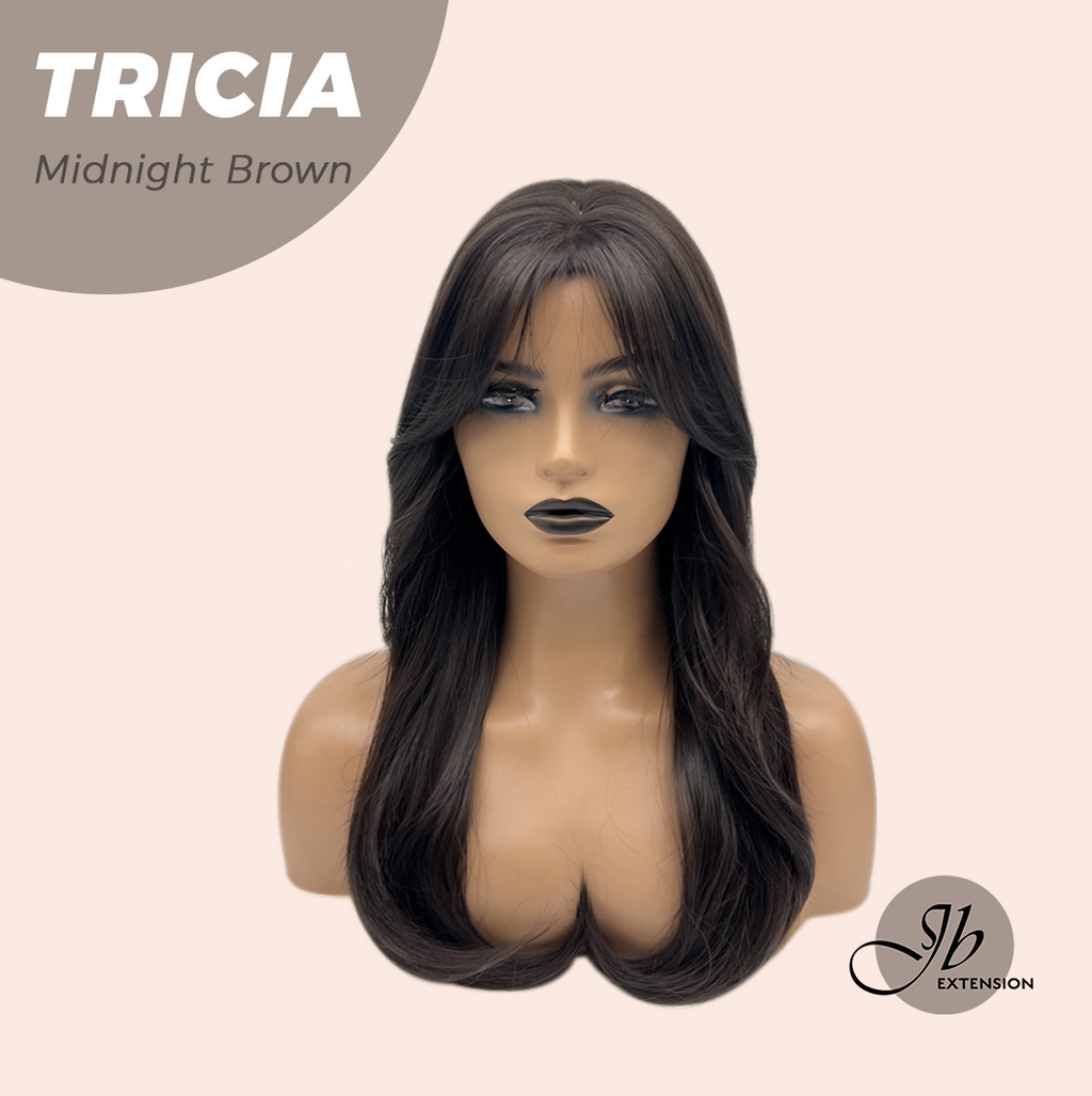 JBEXTENSION 23 Inches Curly Midnight Brown( Black/Brown) Wig TRICIA MIDNIGHT BROWN