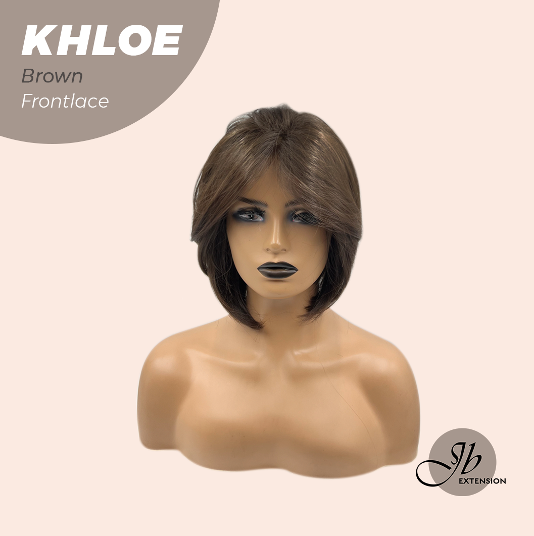 JBEXTENSION 12 Inches Bob Cut Brown Pre-Cut Snowflake Lace Frontlace Glueless Wig KHLOE BROWN【PERMATEASE】【BENDY EAR TABS】