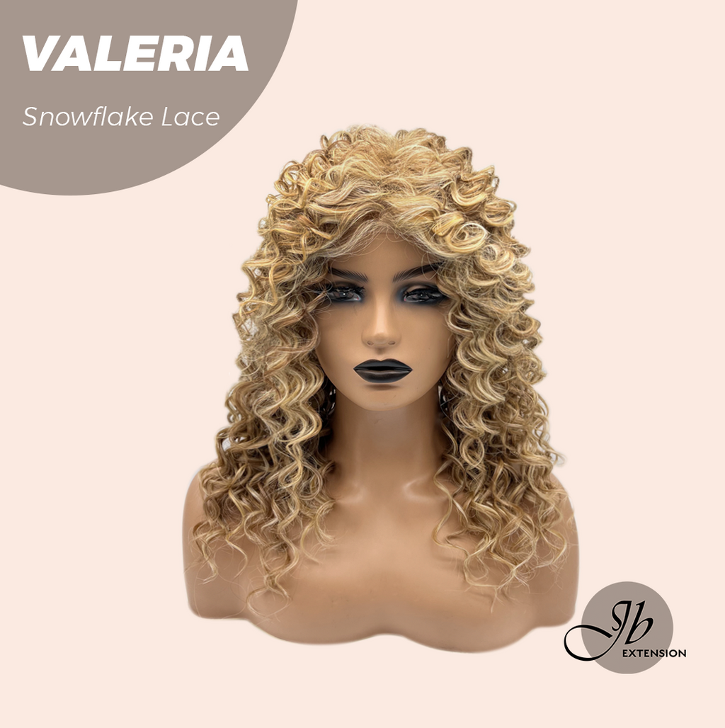 JBEXTENSION 18 Inches Deep Curly Raw Sugar Blonde Pre-Cut Snowflake Lace Frontlace Glueless Wig VALERIA【PERMATEASE】【BENDY EAR TABS】