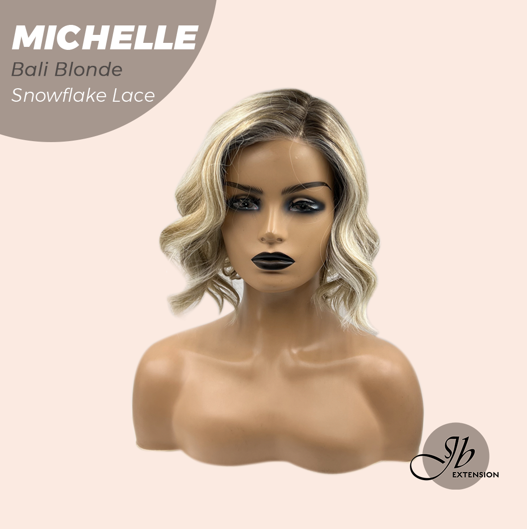 JBEXTENSION 10 Inches Bali Blonde Pre-Cut Side Part Snowflake Lace Frontlace Glueless Wig MICHELLE BALI BLONDE【BENDY EAR TABS】- S/M