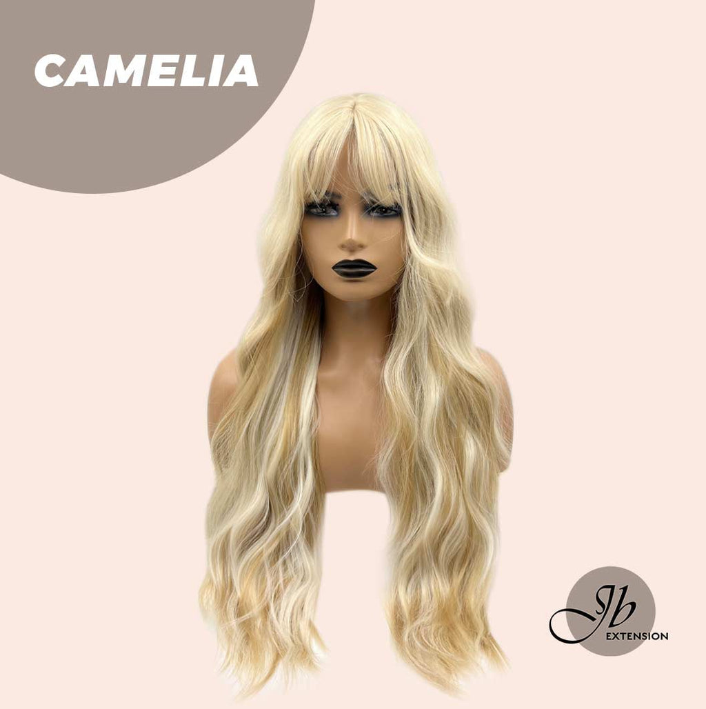 JBEXTENSION 30 Inches Long Body Wave Mix Blonde Wig With Bangs CAMELIA