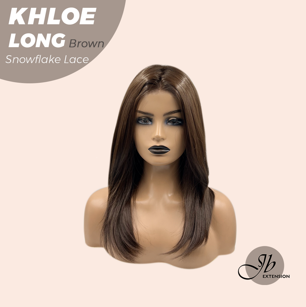 HOT OF SEASON - 18 Inches Brown Pre-Cut Snowflake Lace Frontlace Glueless Wig KHLOE LONG BROWN【PERMATEASE】【BENDY EAR TABS】