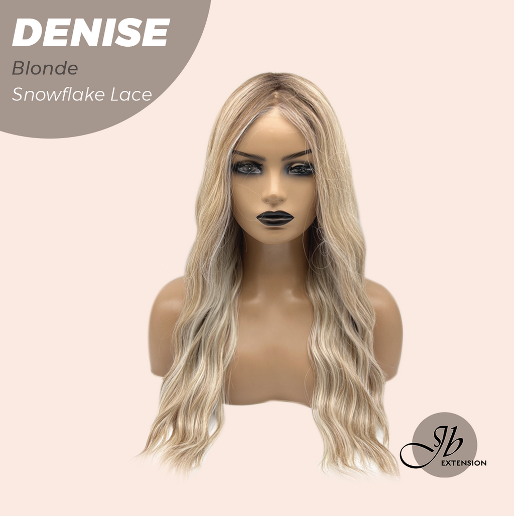 JBEXTENSION 24 Inches Blonde Wave Pre-Cut Snowflake Lace Frontlace Glueless Wig DENISE BLONDE【PERMATEASE】【BENDY EAR TABS】- M/L