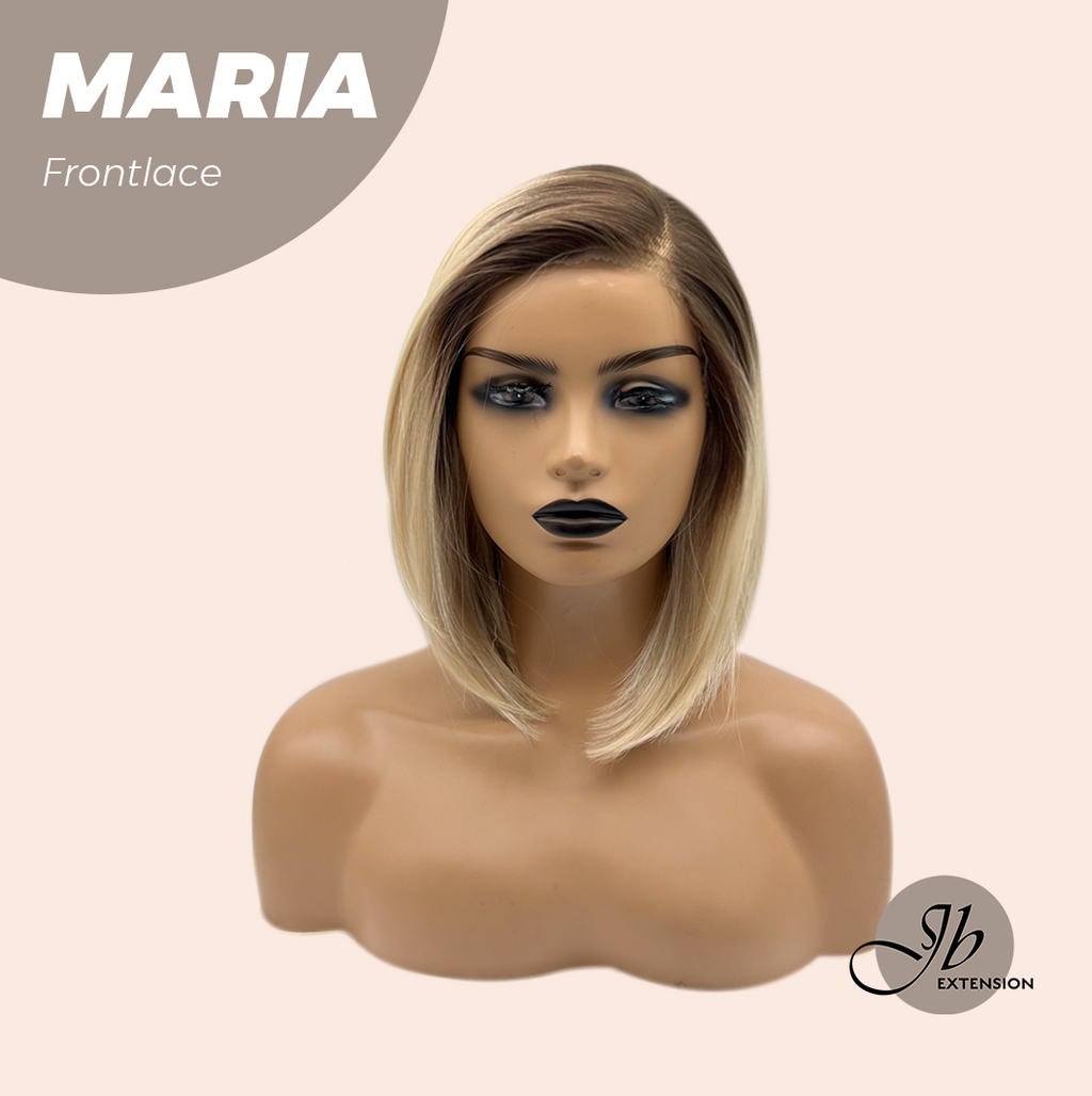 JBEXTENSION 12 Inches Blonde With Dark Root Pre-Cut Side Part Frontlace Glueless Wig MARIA