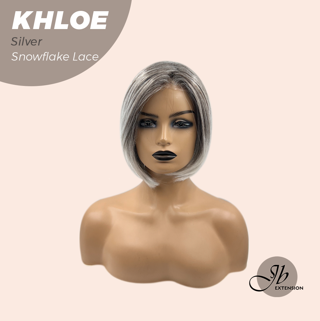 HOT OF SEASON -12 Inches Bob Cut Silver Pre-Cut Snowflake Lace Frontlace Glueless Wig KHLOE SILVER【PERMATEASE】【BENDY EAR TABS】