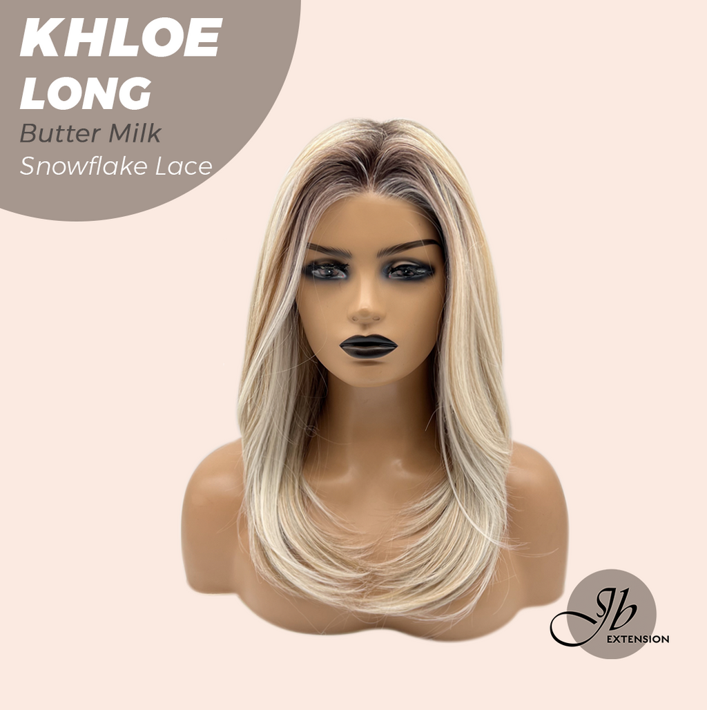 JBEXTENSION 18 Inches Butter Milk Pre-Cut Snowflake Lace Frontlace Glueless Wig KHLOE LONG BUTTER MILK【PERMATEASE】【BENDY EAR TABS】- M/L