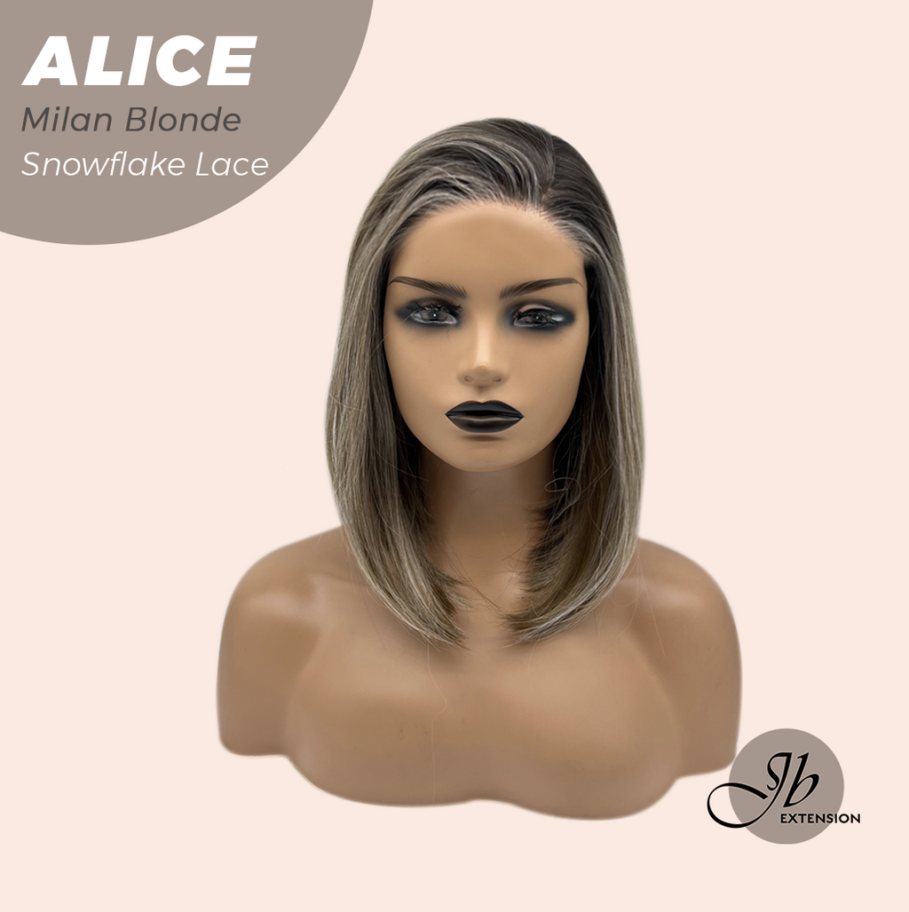 JBEXTENSION 12 Inches Milan Blonde Pre-Cut Side Part Snowflake Lace Frontlace Glueless Wig ALICE MILAN BLONDE【BENDY EAR TABS】- S/M
