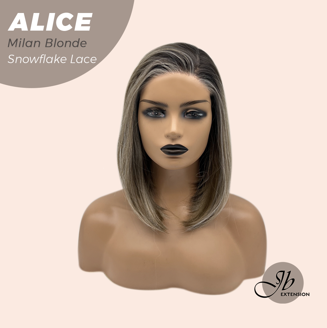 JBEXTENSION 12 Inches Milan Blonde Pre-Cut Side Part Snowflake Lace Frontlace Glueless Wig ALICE MILAN BLONDE【BENDY EAR TABS】- S/M