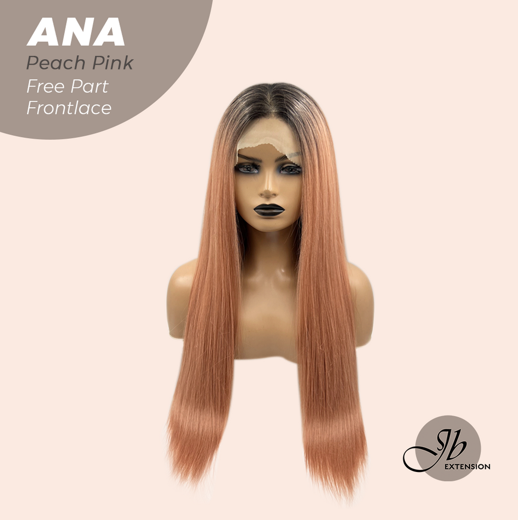 JBEXTENSION 28 Inches Peach Pink Straight 13X6 Free Part Frontlace Glueless Wig ANA PEACH PINK