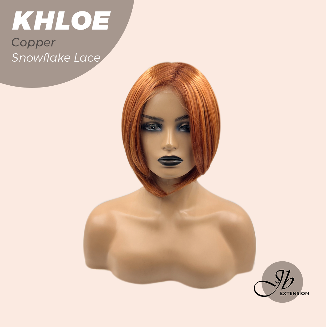 JBEXTENSION 12 Inches Bob Cut Copper Pre-Cut Snowflake Lace Frontlace Glueless Wig KHLOE COPPER【PERMATEASE】【BENDY EAR TABS】