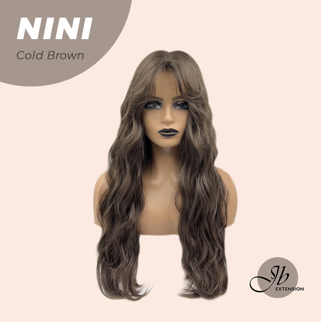 JBEXTENSION 24 Inches Cold Brown Body Wave Wig With Cute Bangs NINI