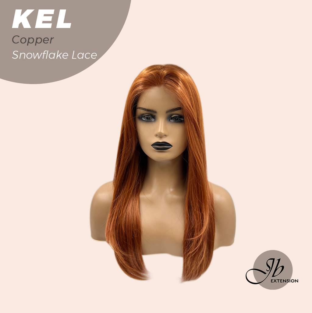 JBEXTENSION 22 Inches Copper Pre-Cut Snowflake Lace Frontlace Glueless Wig KEL COPPER【PERMATEASE】【BENDY EAR TABS】- S/M