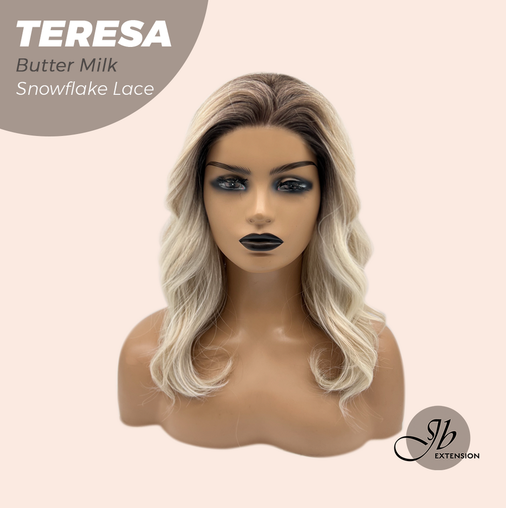 JBEXTENSION 18 Inches Butter Milk Pre-Cut Snowflake Lace Frontlace Glueless Wig TERESA BUTTER MILK【PERMATEASE】【BENDY EAR TABS】