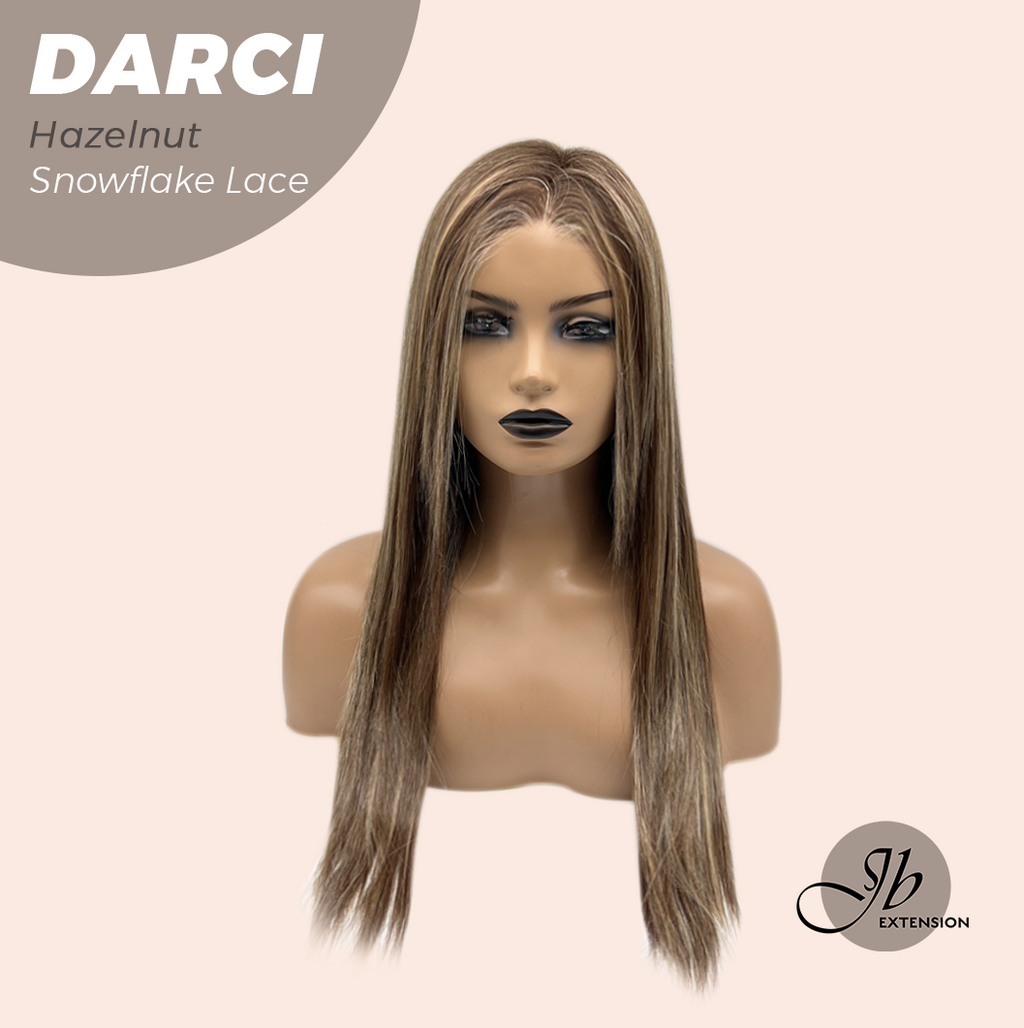 [PRE-ORDER] JBEXTENSION 25 Inches Hazelnut Blonde Highlight Pre-Cut Snowflake Lace Frontlace Glueless Wig DARCI HAZELNUT【PERMATEASE】【BENDY EAR TABS】