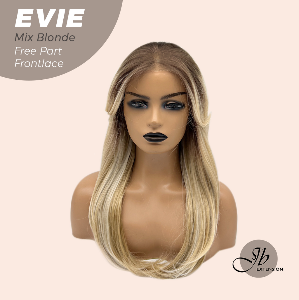 JBEXTENSION 22 Inches Mix Blonde Pre-Cut Free Part Frontlace Glueless Wig EVIE MIX BLONDE