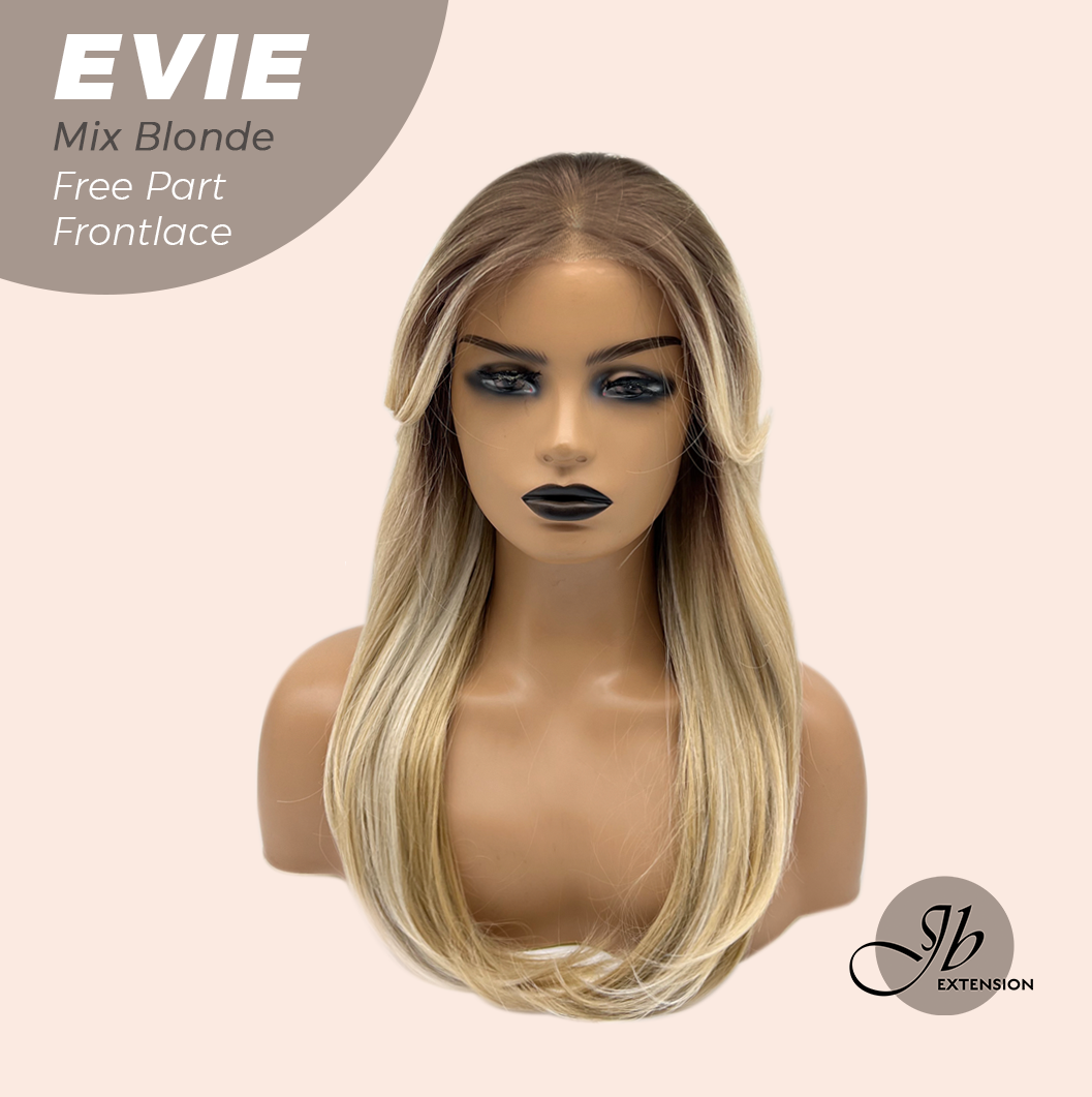JBEXTENSION 22 Inches Mix Blonde Pre-Cut Free Part Frontlace Glueless Wig EVIE MIX BLONDE