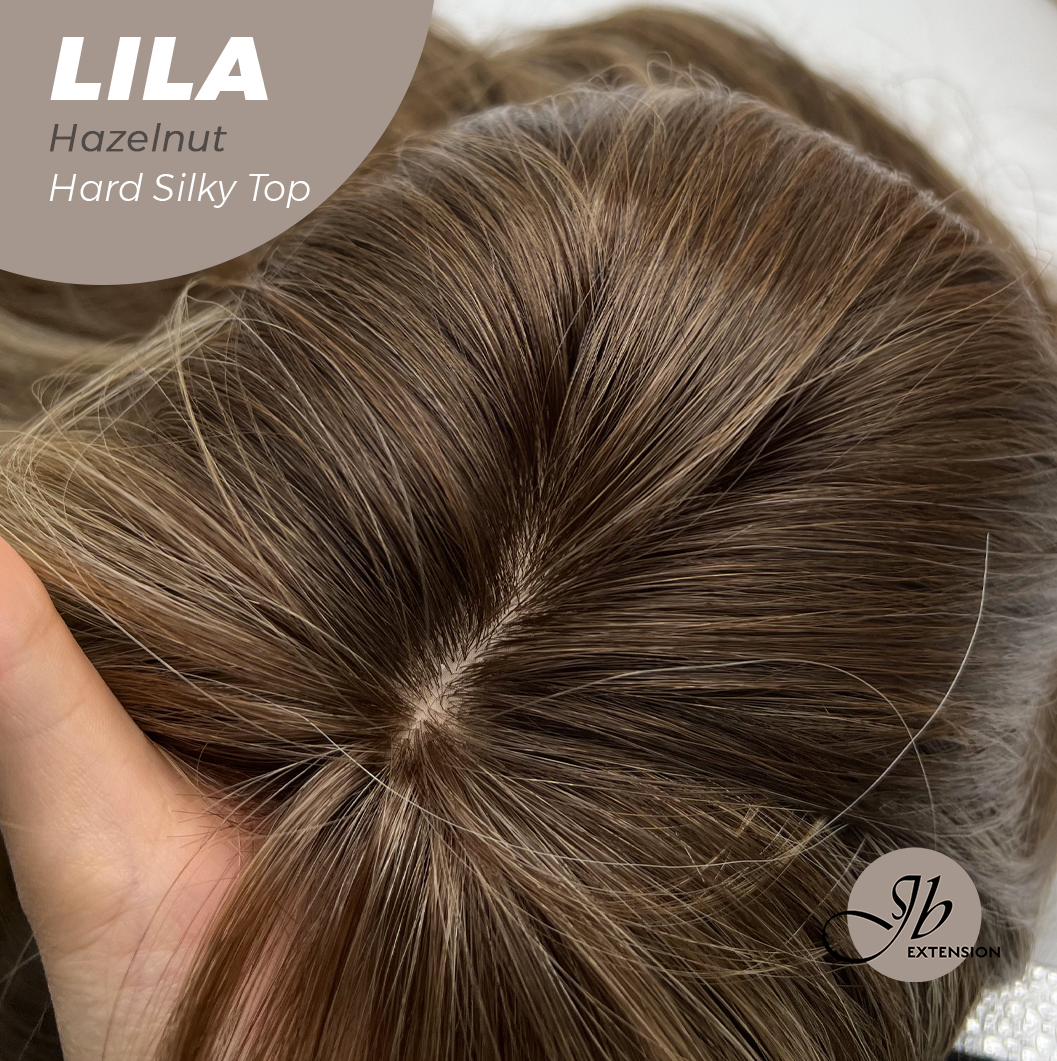 HOT OF SEASON -20 Inches Scalpiana Hazelnut Wolf Cut 3.5X4 Hard Silky Top Natural Scalp Effect Wig With Bangs LILA HAZELNUT