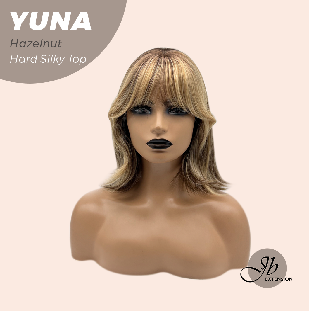 JBEXTENSION 12 Inches Scalpiana Hazelnut 3.5X4 Hard Silky Top Natural Scalp Effect Women Wig With Bangs YUNA HAZELNUT